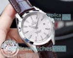 Copy Omega Seamaster Aqua Terra 150 White Dial Brown Leather Strap Watch